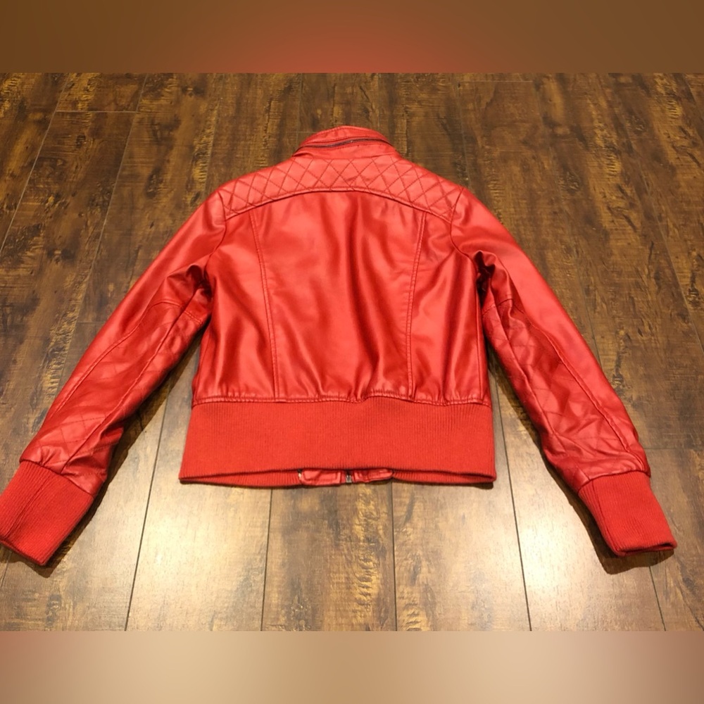 Cavalini Faux Leather Motorcycle Fashion Jacket Size MEDIUM- Rose Red NWT - Picture 5 of 15